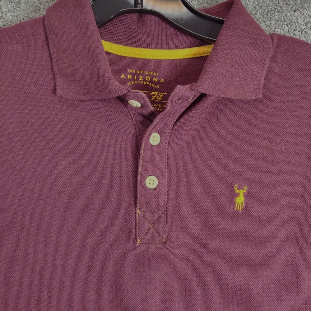 Arizona Jean Co Polo Shirt Men Small Vintage Fit Burgundy Short Sleeve Good